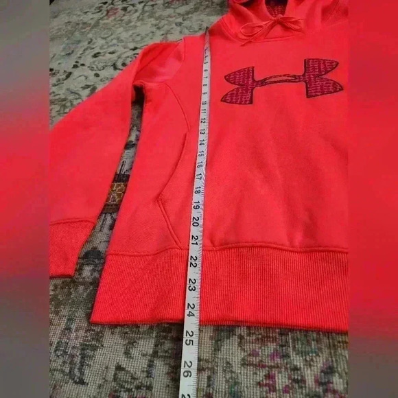 Under Armor Men's Neon Red Hoodie Sweatshirt, sz SM - Picture 5 of 14